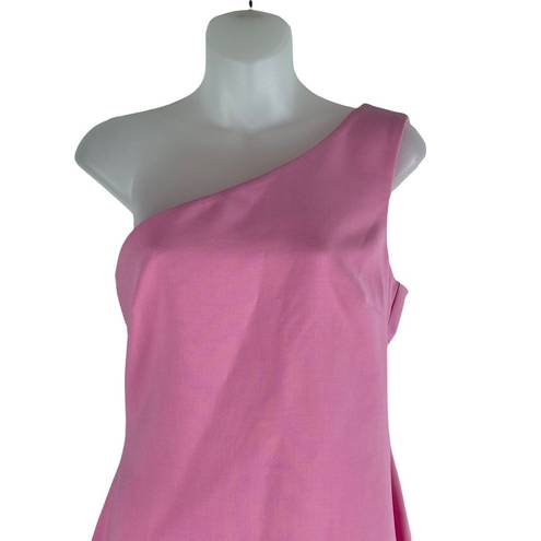 Likely  Helena One Shoulder Bodycon Dress Front Slit Pink Size 6