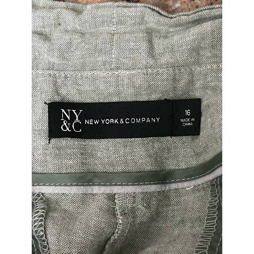 Krass&co NWT NY& Green Paperbag Waist Wide Leg Ankle Pants Wm 16 Linen Blend Belted