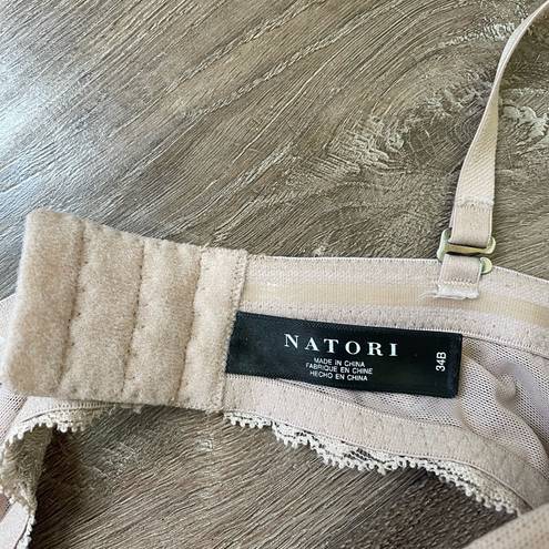 Natori  Beige Padded Demi Lace Bra ~ EUC Women’s Size 34B