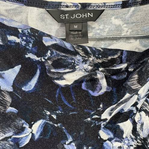 St. John  Women’s‎ Blue Floral Cowl Neck Blouse Size M