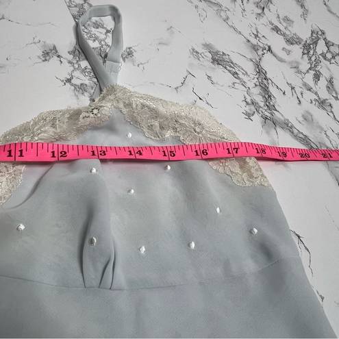 Oscar de la Renta  semi sheer slip light blue lace trim sz M