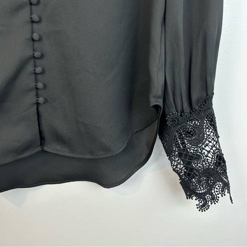 L'Agence  Ava Lace Crochet Cuff Satin Covered Button Up Size Small