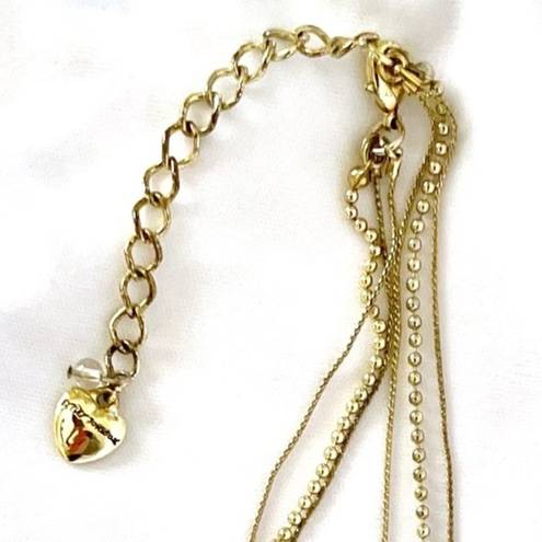 Betsey Johnson Vintage Multi-Strand Crab Fish Nautical Charm Gold-Tone Necklace