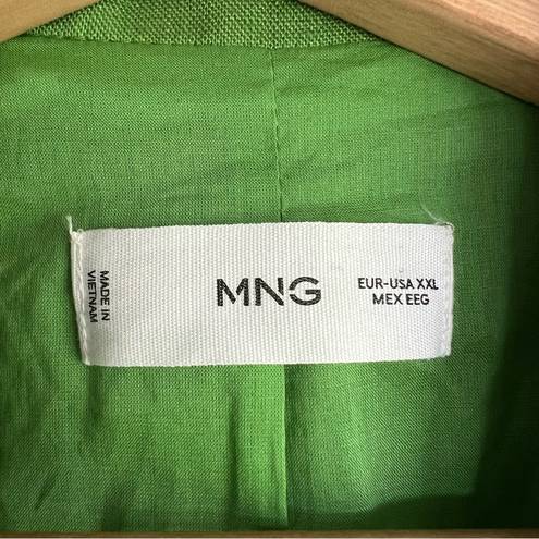 Mango Linen Blazer Lapel collar Green size XXL