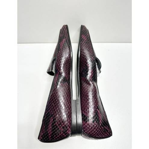 PARKE Marion  Shoes Womens Size 6.5US Python Snakeskin Loafers Purple Black