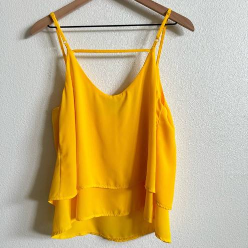 Milk and Honey  Yellow Spaghetti Strap Tiered Flowy Tank Top Women’s Large NWT