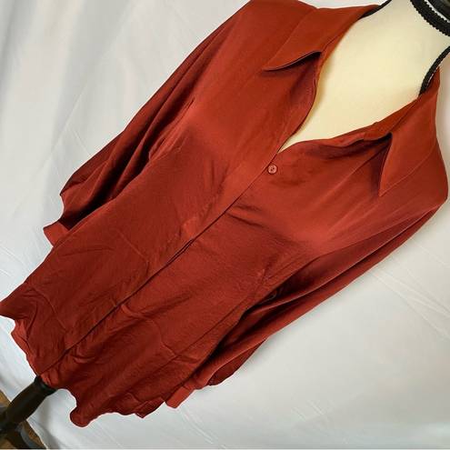 Mango MNG  Flowy Rust Color Button Down Blouse Size 4