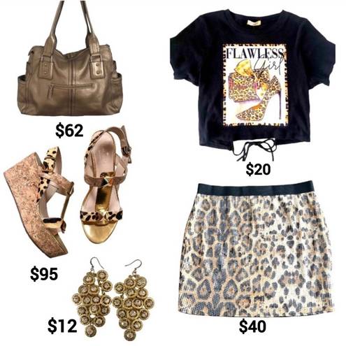 Sans Souci NEW Leopard Print Sequins Mini Skirt