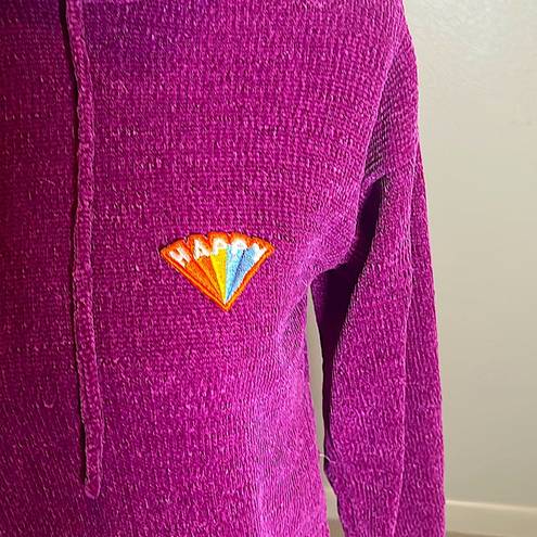 Joe Boxer  Velvet velour sweater knit large M happy rainbow hooded soft pullover