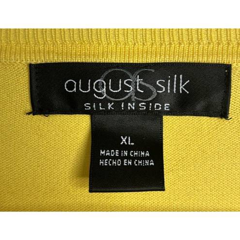 August Silk Top Knit Yellow Shell Viscose Silk Knit Sleeveless Size XL EUC