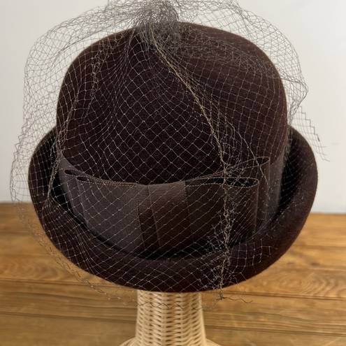 Krass&co Vintage 1960s ladies brown wool net hat Merrimac hat 