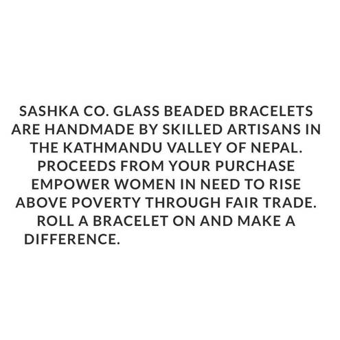 Krass&co SASHKA  Artisan Crafted Glass Beaded Bracelet from Nepal White & Clear Diamond