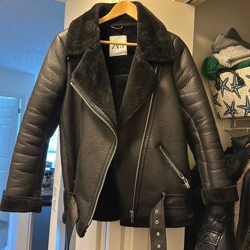 ZARA Faux Leather Motto Jacket