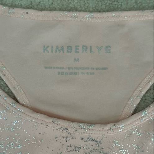 Kimberly  Silver Shimmery Light Blue Bra and Leggings Yoga Set Size Medium