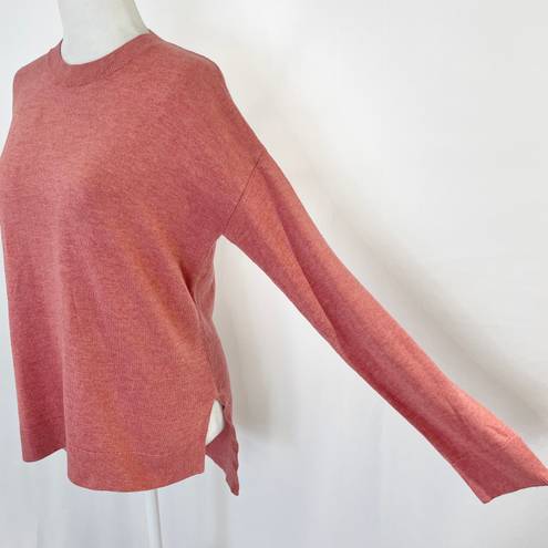 Lou & grey High Low Hem Crewneck Sweater Long Sleeve Pullover Pink Size Medium