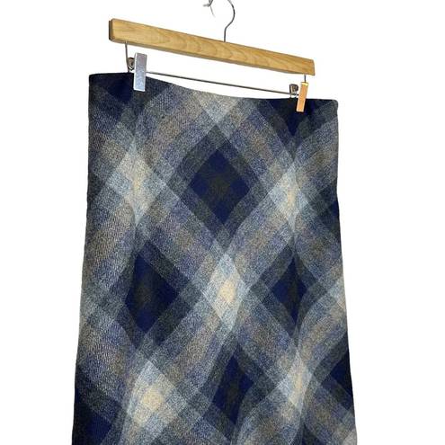 Brooks Brothers  Wool Plaid Diamond Print Below Knee Length Full Skirt Size 14