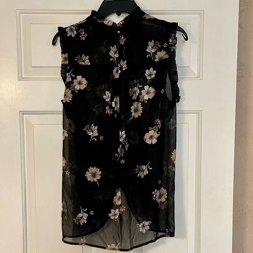 Who What Wear  Floral Sleeveless High Neck Blouse Large