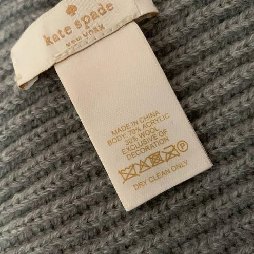 Kate Spade  Grosgrain Bow Knit Scarf- Heathered Gray Wool