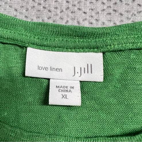 J.Jill  Love Linen Green Short Sleeve Crewneck 100% Linen T-Shirt XLarge EUC