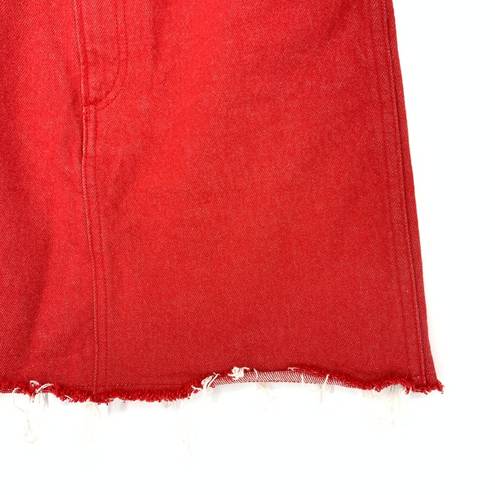 Rag and Bone  Skirt Women's Size 25 Moss Red Denim Mini Distressed Raw Hem Casual