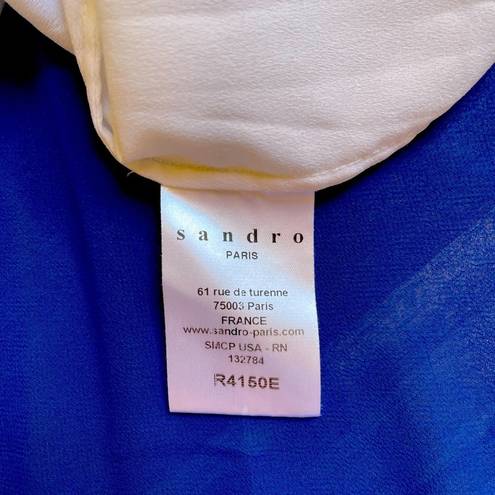 Sandro Paris V Neck Mod Color Lined Shift Flowy Mini Dress Blue Size 1 Small