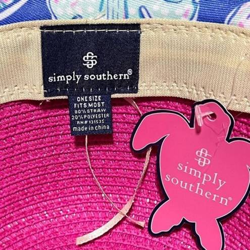 Simply Southern NWT  Preppy Bucket‎ Straw Hat “Salty” Pink One Size