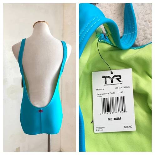 Tyr. Piece Swimsuit Paparazzi Sheer Neon Retro Bright medium Fit NEW