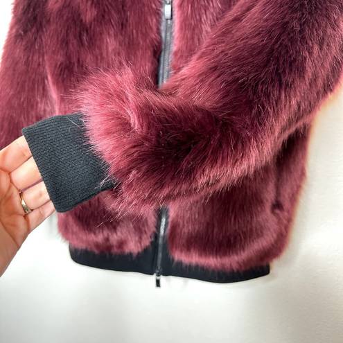 n:philanthropy PHILANTHROPY NWOT Burgundy Anouk Faux Fur Bomber Double Zip Jacket Coat XS