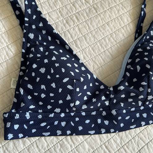 Aerie  Pique Longline V Scoop Bikini Top large navy blue animal print