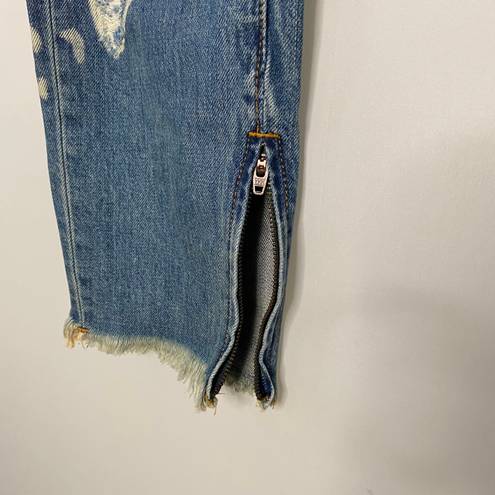 One Teaspoon One by  Freebirds Distressed Blue Buoy Cropped Ankle Zip Jeans 27