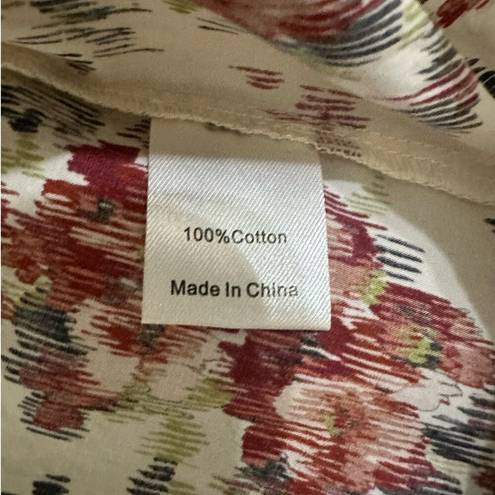 Tuckernuck  Cerise Falling Flowers Bouquet 100% Cotton Corrigan Blouse size XL