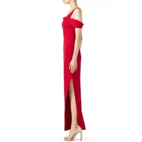 Keepsake Shooting Star One Shoulder Long Gown Bright Red Dress Side Slit Maxi XS