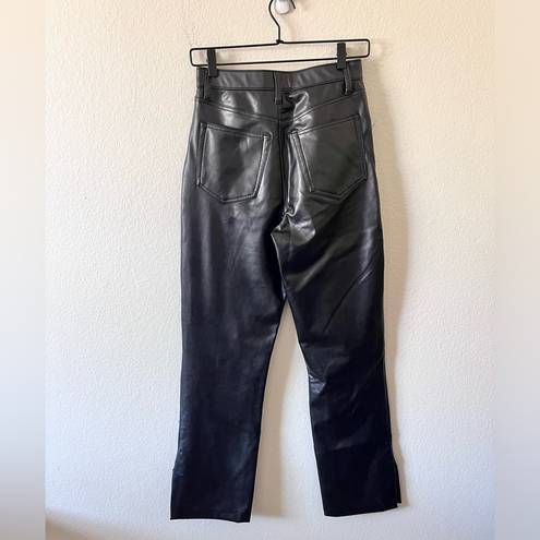 Abercrombie & Fitch  90s Ultra High Rise Vegan Leather Pants With Slits Size 27