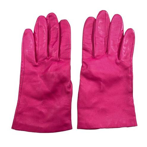 Fownes Womens Size 7 Gloves Real Genuine Leather Silk Lined Pink Vintage