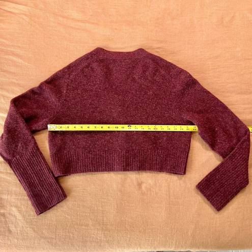 ALLSAINTS  Women's Burgundy Wool Button Front V-Neck Crop Cardigan Size Large