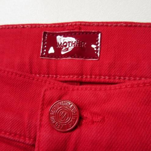 NWT Mother Rambler Ankle in Ribbon Red Straight Crop Jeans 30