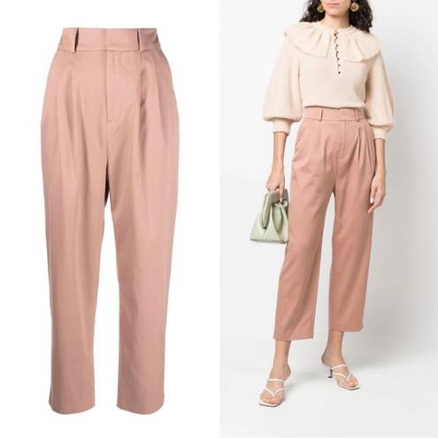 Ba&sh  • Maiwen Pleated Trousers pants high waist Blush pink tapered carrot leg