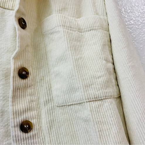 By Together  Basic Cream Tortoise Button Down Oversized Corduroy Shacket Sz Sm