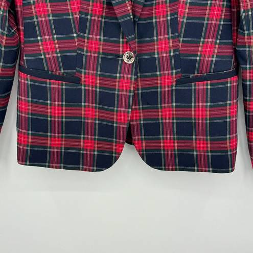 Tommy Hilfiger  red blue plaid single breasted blazer jacket 10