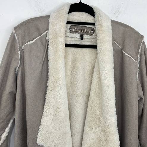 Cavalini  Gray Faux Suede Faux Fur Jacket Size Medium