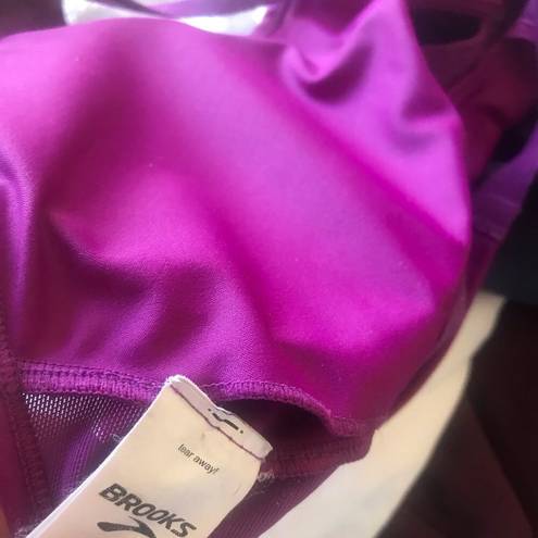 Brooks  Padded Purple Racerback Sports Bra Removable Pads Women’s Size Large