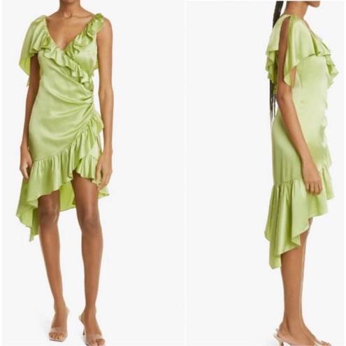 Cinq à Sept NWT- Cinq a Sept Women's Petunya Ruffle Asymmetric Midi Dress Prickly Pear Sz 2