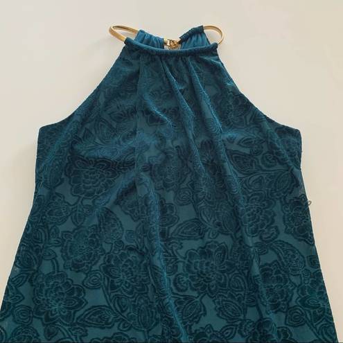 Kensie  | Velvet Print Sheath Teal Mini Dress