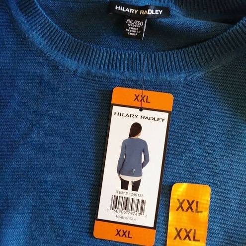 Hilary Radley  Heather Blue Knit Crew Neck Sweater