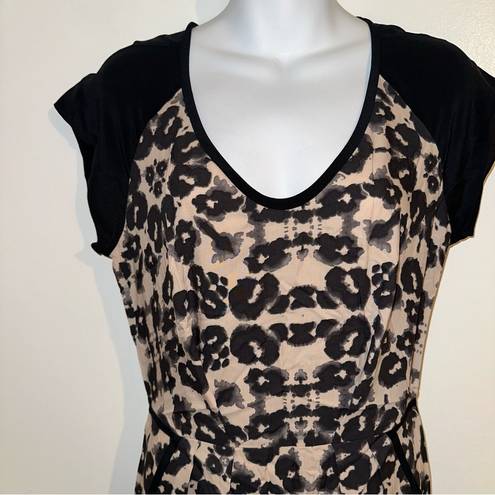 Rebecca Taylor Silk LEOPARD BLOCK Mini Dress color black & cream Size US 4 NWT