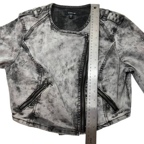 Bebe  Acid Washed Cropped Denim Moto Jacket