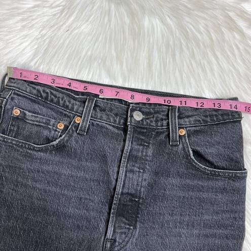 Levi’s Levis Ribcage Straight Jeans Womens 29x27 Charcoal Black Ankle Button Fly