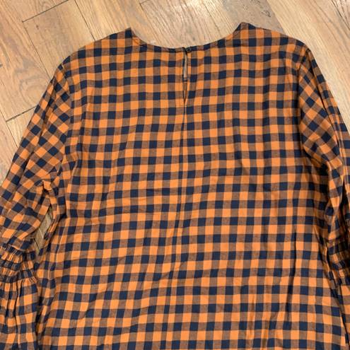 BeachLunchLounge Womens Checkerboard Brown Blouse Top Size Large