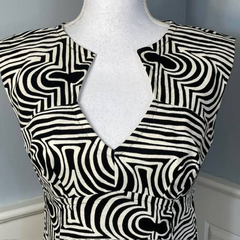 Trina Turk  Black & White Op Art Geometric Shapes Sheath Dress 8