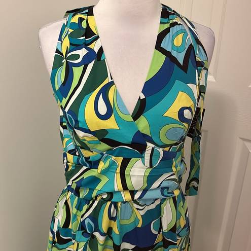 Boston Proper  Valencia Abstract Print Halter Fit and Flare Midi Dress